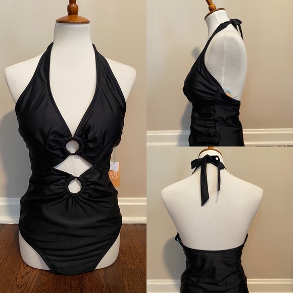 Target Black Halter Neck Cutout Swimsuit - Picture 5 of 6